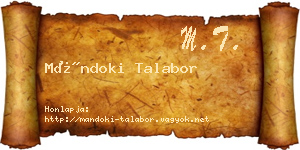 Mándoki Talabor névjegykártya